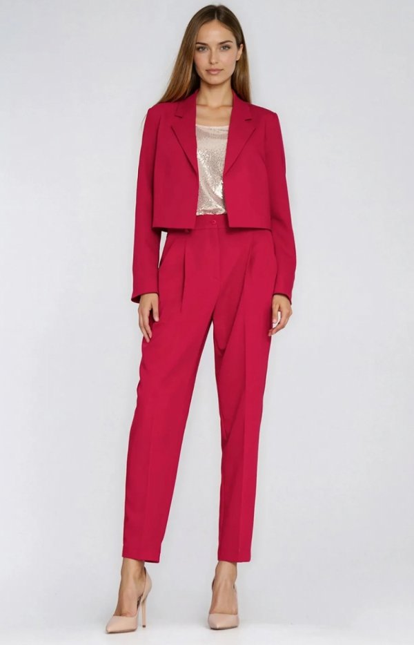 Krótki czerwony żakiet damski -1