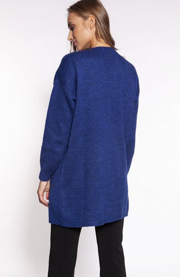 MKM PA013 swetrowy płaszcz kobaltowy tył
