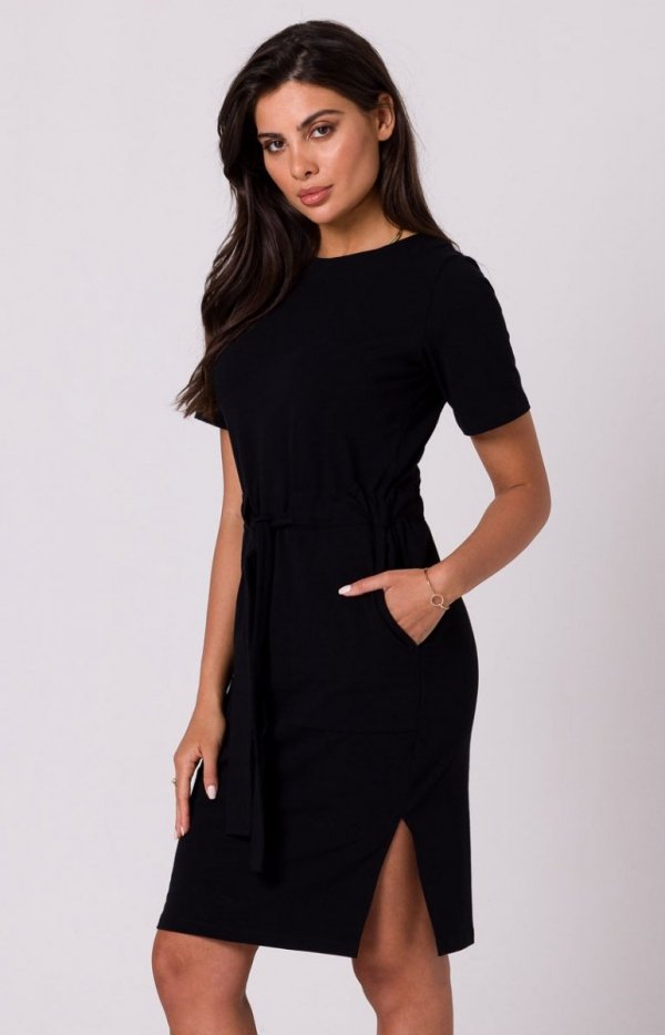 Bewear B263 dzienna bawełniana sukienka czarna