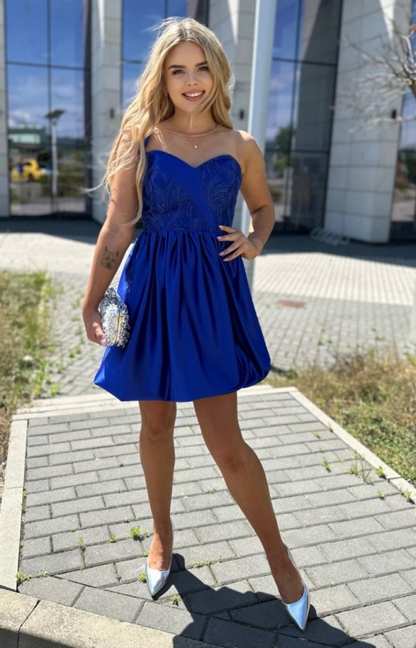 Nifiko Grace bombka gorsetowa sukienka chabrowa-1