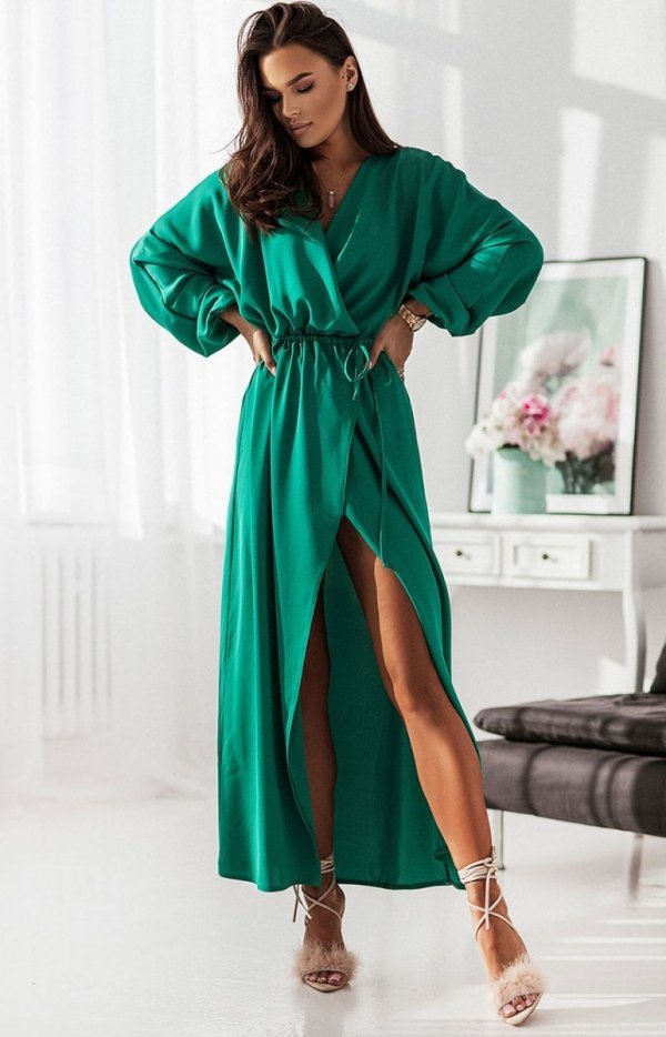 Ivon Anisa elegancka długa sukienka zielona-1