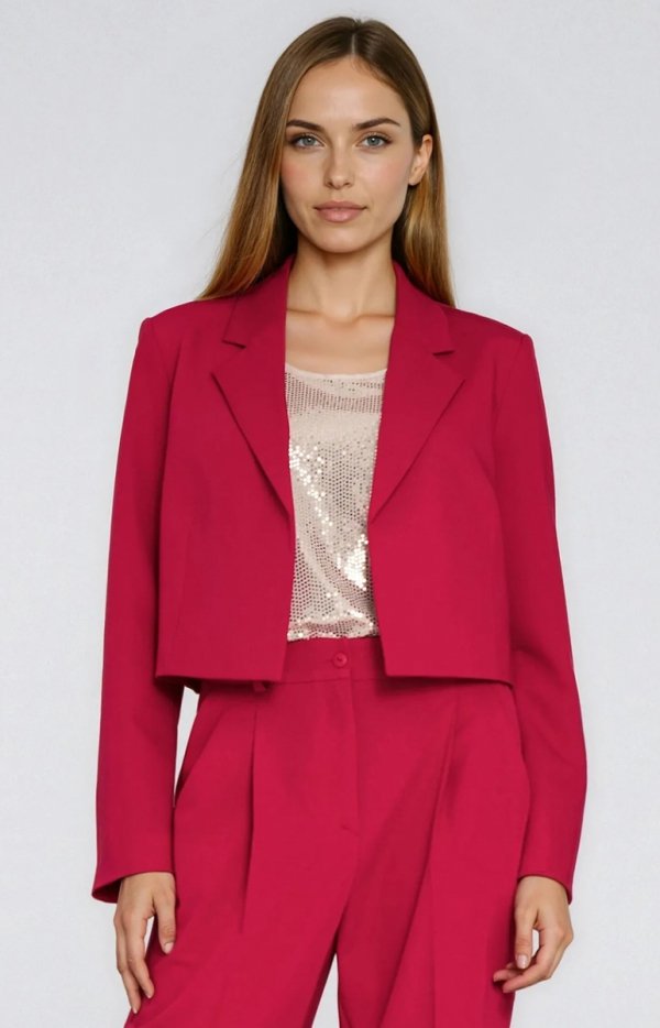 Krótki czerwony żakiet damski 