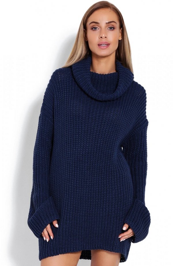 PeekaBoo 70012 gruby sweter golf granatowy