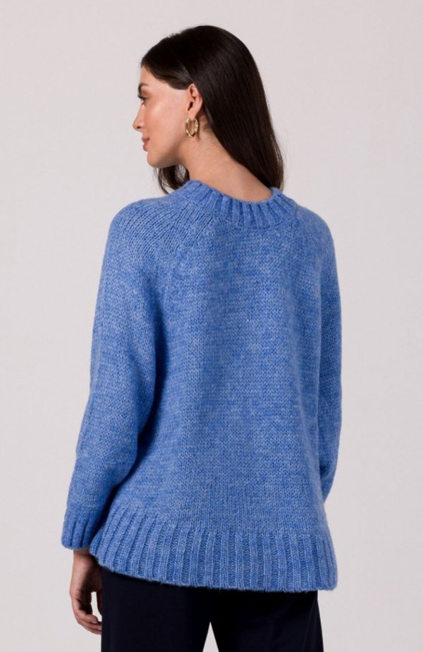 Be Knit BK105 sweter z nietoperzowymi rękawami niebieski tył