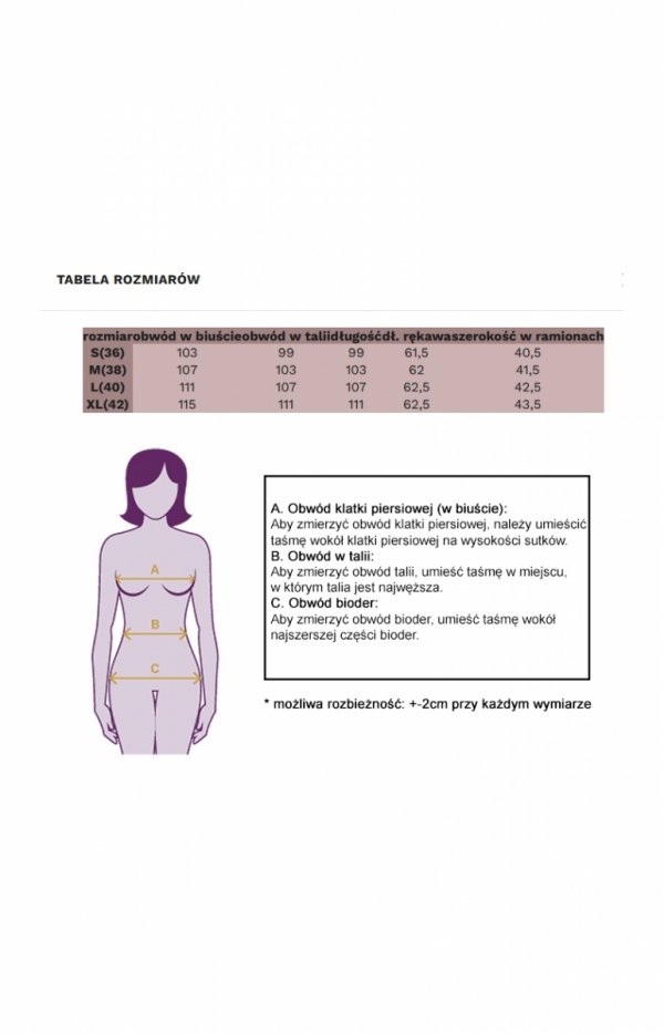 Marynarka oversize dwurzędowa prążek tabela