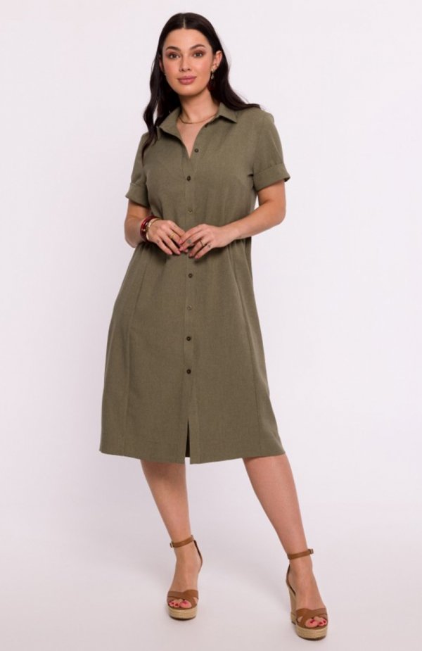 Bewear B282 sukienka koszulowa khaki 