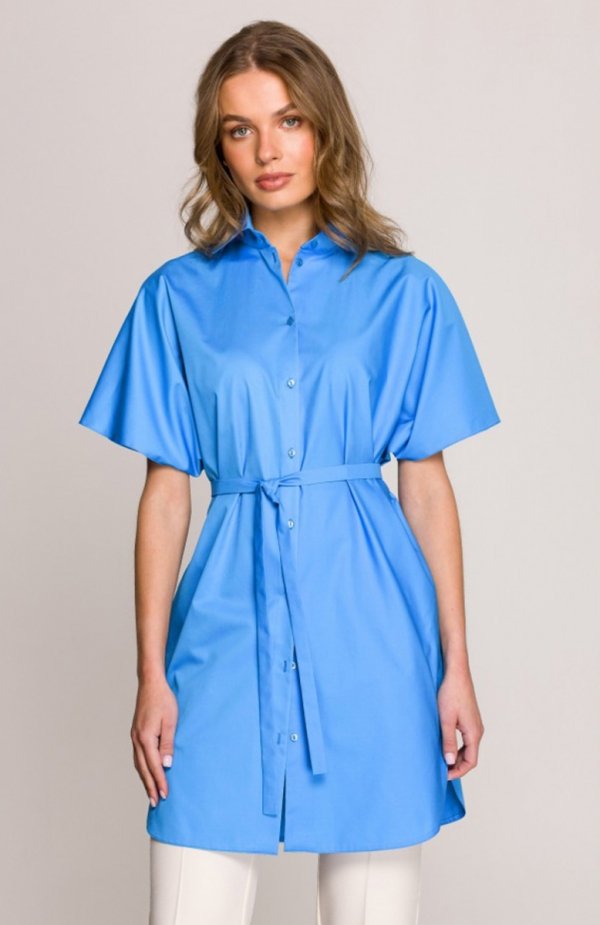Stylove S402 bawełniana koszula oversize niebieska 