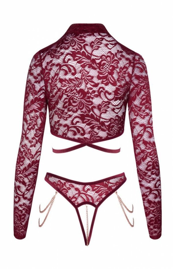 Velvet Desire komplet z otwartym topem i stringami tył