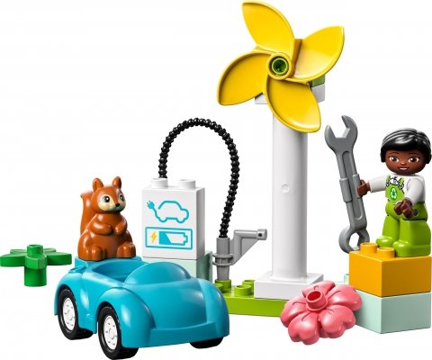 LEGO Duplo 10985 Turbina Wiatrowa Samochód Elektryczny Klucz Ładowarka 2+