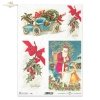świąteczne stroiki, Boże Narodzenie, świąteczne dekoracje, retro, vintage, dziecko, dzieci, choinka, prezenty, zabawki, Mikołaj, ostrokrzew, zimowy wieczór, R791, Christmas, Christmas decorations, retro, vintage, child, Christmas tree, gifts, toys, Santa 