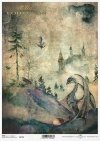 Nieodkryty magiczny świat - smok, zamek, jajo. pełnia, łąka, las, świat baśni, bajki o smokach,