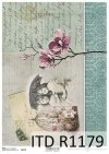 Papier decoupage stara pocztówka, dzieci, magnolia*Paper decoupage old postcard, children, magnolia