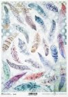 Decoupage-Papier mit Federn, indische Symbole*papel decoupage con plumas, símbolos indios*бумага для декупажа с перьями, индийские символы