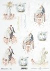 Just Married, łabądź, łabędzie, retro, vintage, ślub, panna młoda, pan młody, suknia ślubna, welon ślubny, nowożeńcy, kareta ślubna, amor, cherubin, kupidyn, R656, wedding, bride, groom, wedding dress, wedding veil, newlyweds, wedding carriage, cupid, che