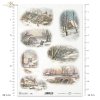 motywy świąteczne, zima, zimowe obrazki, śnieg, wieś, wioska, chata, dom, retro, vintage, konie, most, wiatrak, młyn, R995, christmas themes, winter, winter pictures, snow, village, hamlet, cottage, house, retro, vintage, horses, bridge, windmill, mill, w
