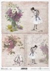 vintage, retro, kwiat, powojnik, clematis, baletnica, tancerka, tło, nuty, dekor, ornament, R726, flower, clematis, ballerina, dancer, background, notes, decoration, ornament, Blume, Clematis, Ballerina, Tänzerin, Hintergrund, Noten, Dekoration, Ornament,