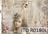 Papier decoupage Vintage, dziewczyna, kwiaty*Vintage decoupage paper, girl, flowers
