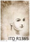 Papier decoupage w stylu Vintage, szkic-twarz kobiety*Decoupage paper in Vintage style, sketch-face of a woman