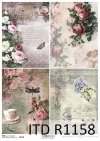 papier decoupage Vintage, kwiaty, róże, motyle, ważki*Vintage papel decoupage, flores, rosas, mariposas, libélulas