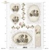 vintage, retro, kobieta, sukienka, kwiaty, róża, róże, dekoracje kwiatowe, ornamenty, medalion, deseczka, romantyzm, R363
