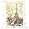 martwa natura, Paryż, wieża Eiffla, wino, butelka, jabłka, piknik, ornamenty roślinne,