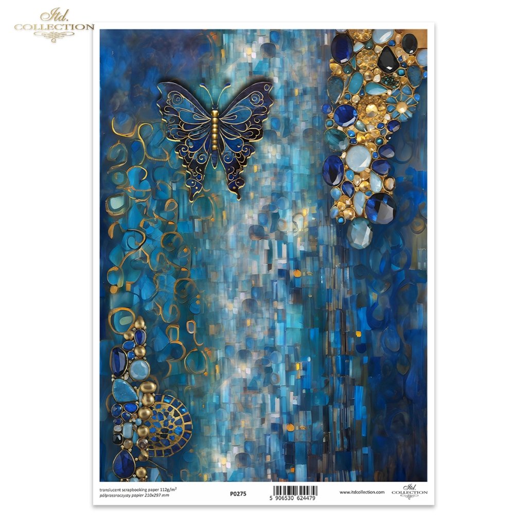 translucent scrapbooking paper P0275 * gold, decorative patterns ...