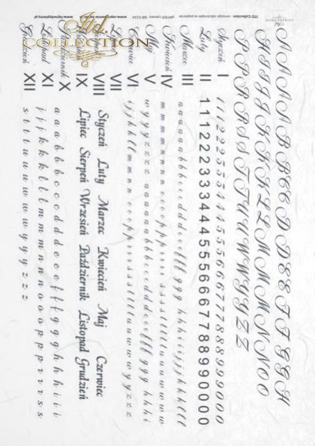 Rice paper R135 - names of months, letters, numbers