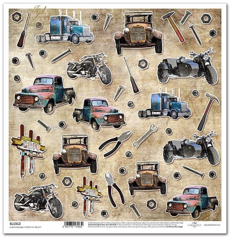 「PAPER IN DESIGN」 Papiery do scrapbookingu - zestaw SCRAP-012 Wieczorna łąka