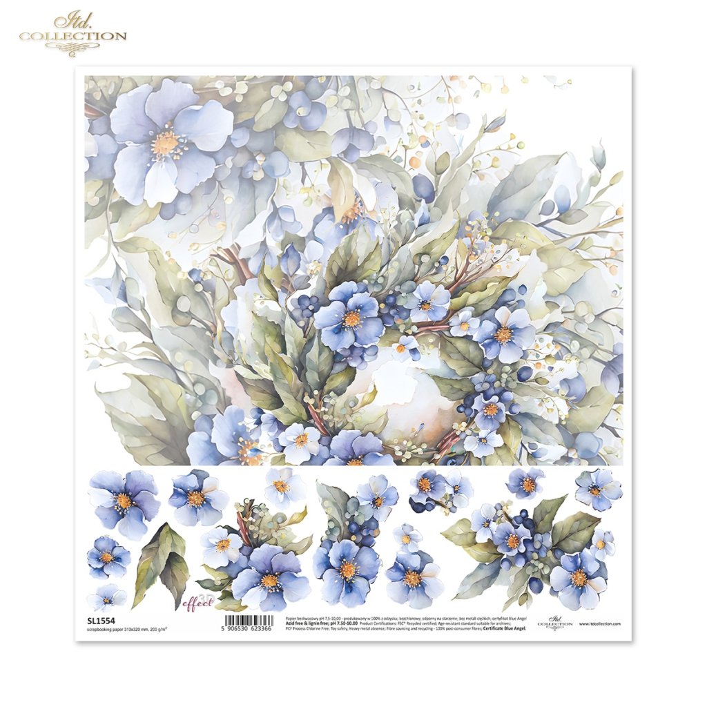 Papier scrapbooking SL1554 * wiosenne kwiaty, wieńce, bukiet