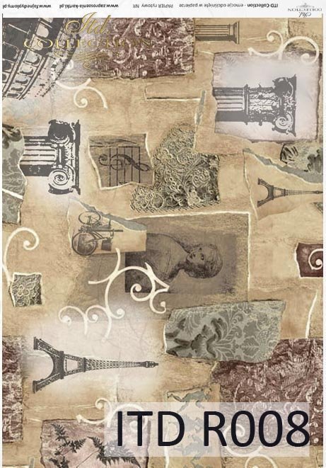 Rice paper R008 - decoupage paper Eiffel Tower, Paris, Vintage