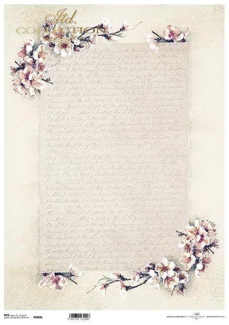 Seria Flower Post - White, Kwiatowa Poczta w bieli, kwiaty owocowe, list*Series Flower Post - White, Flower Post in White, fruit flowers, letter