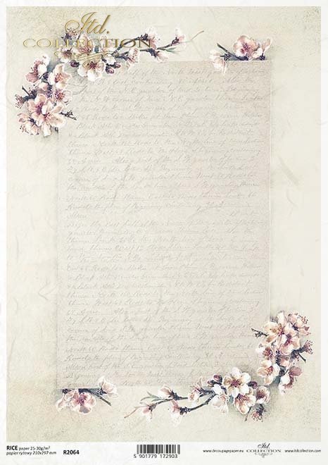 Seria Flower Post - White, Kwiatowa Poczta w bieli, kwiaty owocowe, list*Series Flower Post - White, Flower Post in White, fruit flowers, letter
