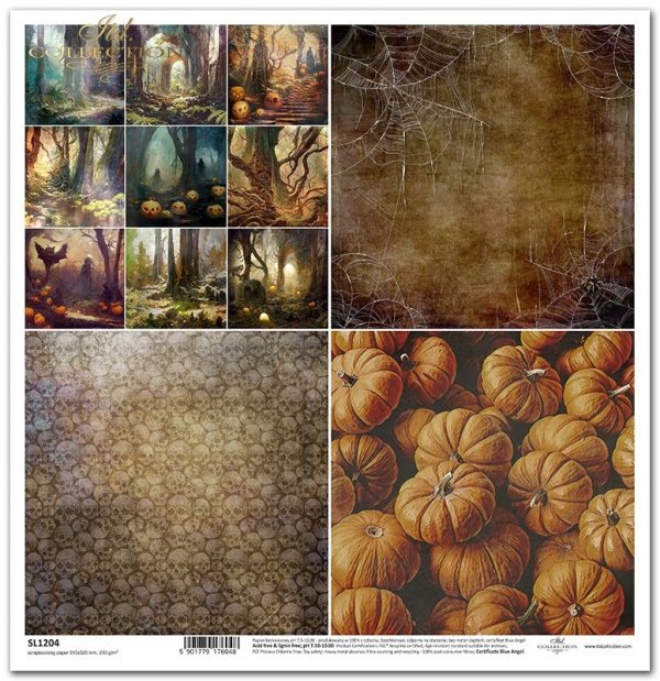Seria Halloween - mroczny las, dynie, zjawy, tajemniczy las*Series - Halloween - dark forest, pumpkins, ghosts, mysterious forest*Serie - Halloween - dunkler Wald, Kürbisse, Gespenster, geheimnisvoller Wald*Serie - Halloween - bosque oscuro, calabazas, fa