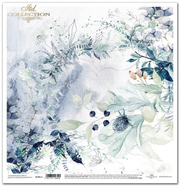 Seria Kraina Lodowej Porcelany - kompozycje kwiatowe, liście, rośliny, dzikie owoce, akwarela*Series - The world of ice porcelain - flower compositions, leaves, plants, wild fruits, watercolor