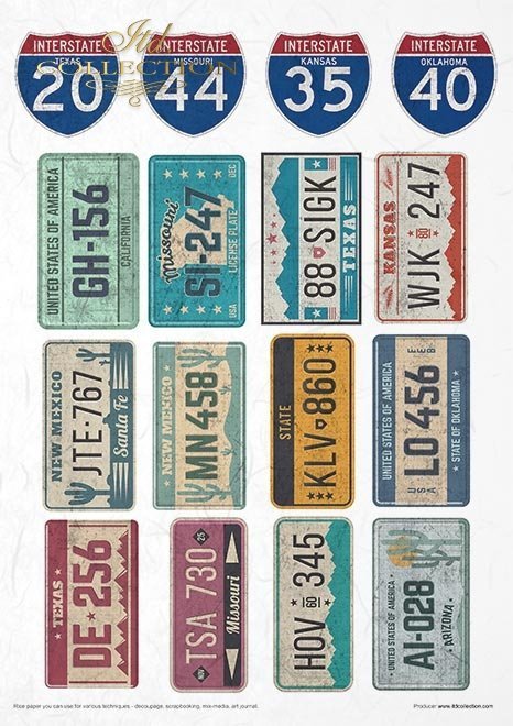 Zestaw papierów ryżowych - Legendarna Droga 66*Rice paper set - Legendary Route 66*Reispapier-Set - Legendäre Route 66*Juego de papel de arroz - La legendaria Ruta 66