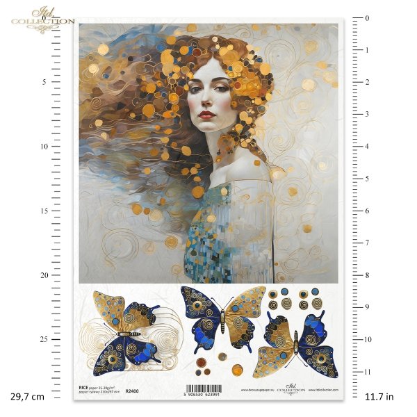 kobiety, złoto, dekoracyjne wzory, motyle, kamienie szlachetne, mozaiki, motywy secesyjne*women, gold, decorative patterns, dragonflies, butterflies, precious stones, mosaics, Art Nouveau motifs