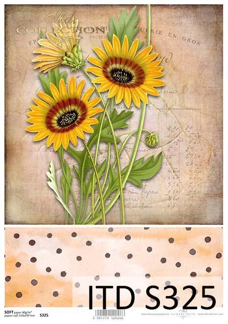 papier decoupage ze słonecznikami*decoupage paper with sunflowers