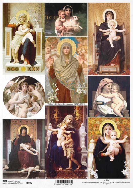 malarstwo William-Adolphe Bouguereau, portrety Matki Boskiej, aniołki, kobieta*painting by William-Adolphe Bouguereau, portraits of the Virgin Mary, angels, woman*Gemälde von William-Adolphe Bouguereau, Porträts der Jungfrau Maria, Engel, Frau*cuadro de W
