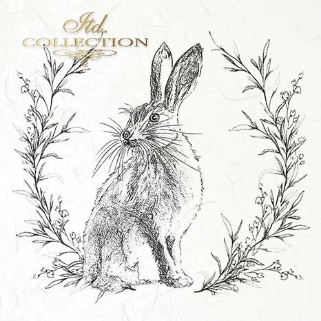zające z roślinnymi wieńcami*hares with floral wreaths*Hasen mit Blumenkränzen*liebres con coronas de flores