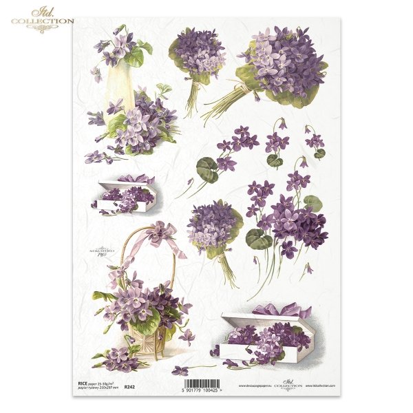 flower, flowers, flower arrangement, violets, bouquets of violets, retro, baskets