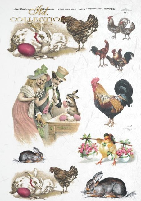 Easter, chickens, hares, rabbits, flowers, spring, eggs, Easter eggs, R306