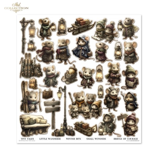 Set von Papieren für Scrapbooking SLS-099 Mouse World - Winter Journey