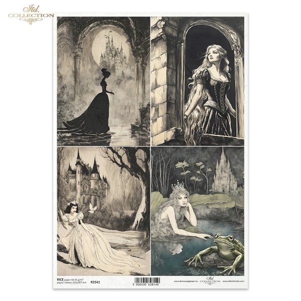 Lost in a Fairy Tale, Black &amp; White, Czarny &amp; Biały, zamek, zamczysko, wieża, pałac, księżniczka, królewna, baśnie braci Grimm, Roszpunka, Kopciuszek, Królewna Śnieżka, żabi król, bajki, baśniowy świat, żaba