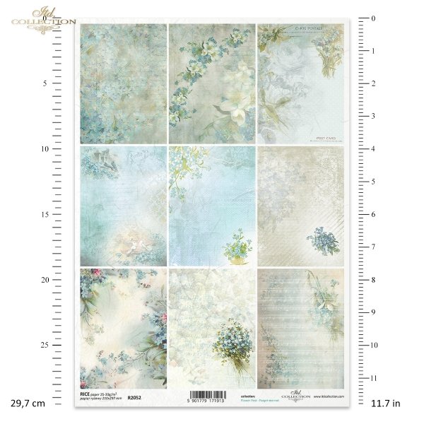 Flower Post series - Forget-me-not, flower post, forget-me-nots, bouquet of flowers, birds, notes, writing, lettering, wallpaper, backgrounds, ornaments, wallpaper patterns, dots, miniatures, miniature