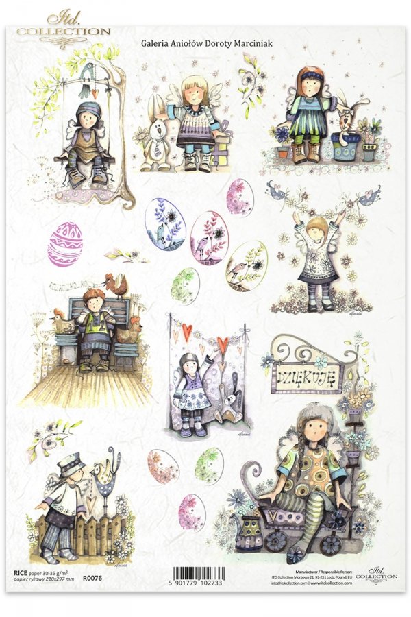 Easter, spring, angel, angels, egg, eggs, flower, flowers, bird, birds, hare, hares, Dorota Marciniak, Ostern, Frühling, Engel, Engel, Ei, Eier, Blume, Vogel, Vögel, Hase, Pascua, primavera, ángel, ángeles, huevo