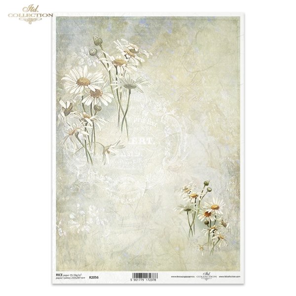 Kwiatowa Poczta, w bieli, rumianek, rumianki, zioła, łąka, kwiaty polne, lato, kolaż, napisy, retro tło, Flower Post, in white, chamomile, herbs, meadow, field flowers, summer, collage, lettering, retro background, Blumenpost, in weiß, Kamille