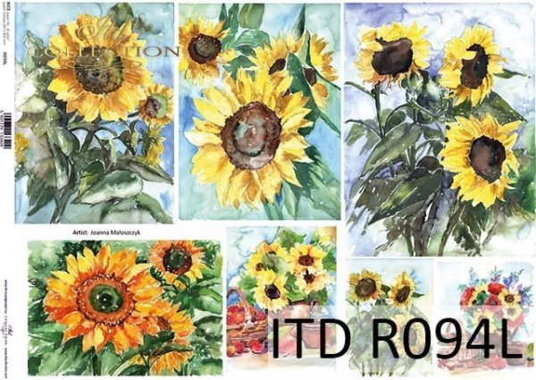 Papier decoupage malarstwo współczesne, słoneczniki*Paper decoupage contemporary painting, sunflowers