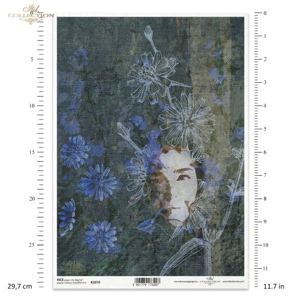 twarz kobiety, kobieta, zielarka, herbalist, rośliny, kwiaty, ogród, łąka, cykoria, płótno, struktura płótna, female face, woman's face, woman, herbalist, plants, flowers, garden, meadow, hemlock, canvas, canvas structure, Weibliches Gesicht