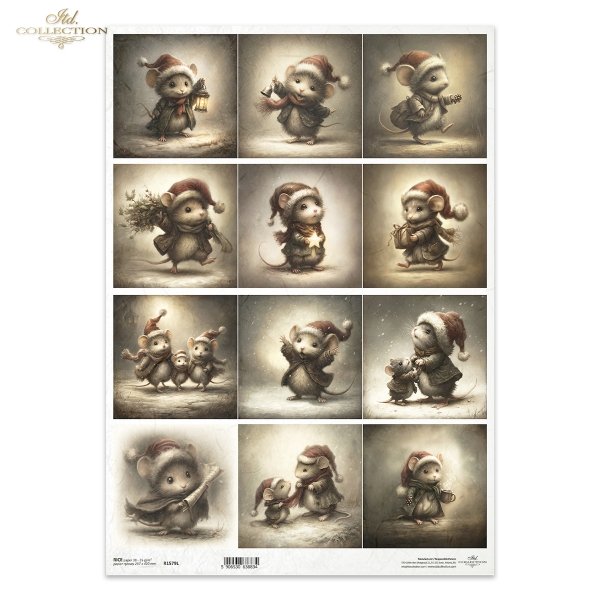 Mouse World - myszy w świątecznych strojach, Boże Narodzenie, ilustracje