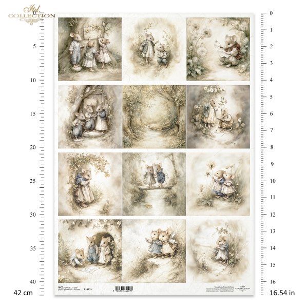 Myszki, sielanka, akwarela, retro, las, natura*Mice, idyll, watercolour, retro, forest, nature*Mäuse, Idylle, Aquarell, Retro, Wald, Natur*Ratones, idilio, acuarela, retro, bosque, naturaleza